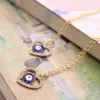 S2302 Fashion Jewelry Turkish Symbol Evil Eye Necklace Rhinstone Heart Blue Eyes Pendant Necklaces