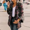 Mulheres de lã feminina Mulheres Jaqueta xadrez vintage Trabalho de escritório casual PLUS TAMANHO SURPELA PRIMAÇÃO 2022 JAQUETAS COREANAS COATS CHIC Black Red Retro Ove