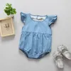 Fashion Little Girls Enfants Enfantil Denim Rompers Baby Coeur Hollowing Outfit pour les enfants 0-3Y 210529