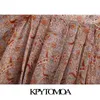 KPYTOMOA Women Fashion Paisley Print Cropped Blouses Vintage Lantern Sleeve Elastic Hem Female Shirts Chic Tops 210719