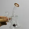 6 pouces narguilés Mini Oil Dab Rigs Inline Perc 5mm d'épaisseur Bong en verre 14mm Joint femelle Bongs Pipe à eau avec 4mm Quartz Banger