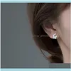 Stud Jewelrystud Aifenao 925 Sterling Sier Simple Zircon Butterfly Earrings For Women Jewelry Trendy Tiny Ear Studs Girl Gift Wholesale Drop