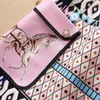 2022 Spring Summer High Weist Pink Horse Print Pockets Bededced Sky-Lene A-Line Mashir 21O301020