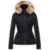 Winter Down Jackets 여성 디자이너 코트 블랙 브라운 슬림 겉옷 후드 모피 따뜻한 옷 야외 고품질 코트 크기 XS-3XL 숙녀를위한
