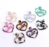 Love Heart Dangle Earring Acrylic Acetic Acid Sheet Ear Stud Women Statement Long Drop Earrings 8 colors Wholesale