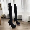 13cm Heeled Women Stretch Boots Autumn Shoes Chain Platform High Heel Boots Sexy Overknees Boots Women Luxury 2021