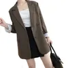 Casual Jacket Kvinnor Vår Fashion Short Sleeve Solid Färglös Chic Suit Kvinna LR1077 210531