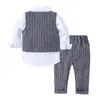 봄 소년들은 어린이 스트라이프 조끼 셔츠 아기 롱 바지 아이들이 옷을 턱시도 210413의 옷을 입는다.