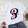 Kvinnors Brev A-Z Tryckt T-shirt Tjej Harajuku Kortärmad O-Neck T-shirt Kvinna Sommar TEE Top Femme Tshirt, Drop Ship X0527