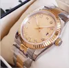 2021 New Arrival 36mm 41mm Lovers Watches Diamond Mens Women Gold Face Automatic Wristwatches Designer Ladies Watch248i