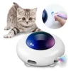 Intelligente UFO Draaitafel Automatische Swing Toys Puppy Kat Elektrische Stuurhuizen Chasing Toy Pet USB Opladen Interactive Feather Toys 210929