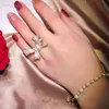 Cluster Rings Fashion Women Cubic Zirconia Inlaid Bow Finger Ring Wedding Party Jewelry Gift Luxus Schmuck Extensible Defensa Personal