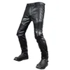 Racing Pants Motorcycle Men PU Leather With Protective Gear Drop-resistant Straight Trousers Windproof Motocross Riding Pant Joggers