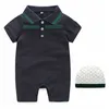 Luxury Designer Rompers Newborn Baby Girls and Boy 2pcs Short Sleeve Summer Romper +hat Clothes Set Infant Kids Outfit Clothing