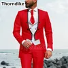 Trajes para hombre Blazers traje de Thorndike traje ajustado para hombre traje Formal de negocios para novio esmoquin negro chaqueta FRAC para fiesta de boda Pa228i