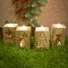 Christmas Wood Candle Holder Ornamenten Mini Christmas Candlestick Tafellamp voor theelicht Decoratie W-00906