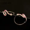 2021 Gold Red Zircon Snake Earring Winding Women Retro Shiny Design Punk Trend Cool Luxury Party Banquet Jewelry Gift