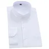 Mandarin Bussiness Chemises formelles pour hommes Chinois Stand Col Solide Plaine Robe Blanche Chemise Regular Fit Manches Longues Mâle Tops 210730