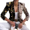 秋のファッションプリントブレザーコート女性長袖スリムエレガントなオフィスレディブレザープラヤサイズ5xlカジュアルシックな女性ジャケット211006