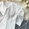 Puff Sleeve Kvinnor Blusar Koreanska Peter Pan Collar Shirts Sommar Slim Short Top Blusas Feminimo Camisas Mujer 6h507 210603