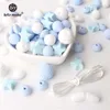 Silicone Beads 100pcs Screw Thread Carved Shaped Teether Mini Star DIY Nursing Jewelry Accessories Set 211106
