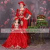 Vestidos de encaje rojo para niñas con flores para boda, ropa de primera comunión, fiesta de graduación, vestido de princesa, vestido de fiesta para desfile