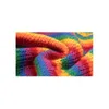 Kobiety Kolorowe Paski Rainbow Dzianiny sweter Jesień Zima Koreański Styl Casual Długim Rękawem Pullover Kobiet Crop Top 210417
