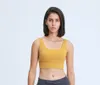 Yoga Sports Bra Fitness Wear Padded Tank Tops Shirt LU-17 Irregular Gathered Shockproof Navel Indoor Women Solid Color Gym Underwear Ropa