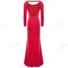 Nice-forever Elegant Pure Color Sexy Backless Long Sleeve Dresses Party Women Flared Long Maxi Dress 113 210419