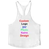 DIY Bodybuilding Stringer Tank Top Po Naam Design Zomer Fitness Mens Gym Kleding Op maat gemaakte Katoenen Mouwloos Shirt 210623