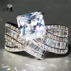 Fedi nuziali YaYI Gioielli Moda Taglio principessa 41 CT Zircone bianco Colore argento Festa di fidanzamento 6412822351