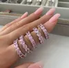 Cluster Rings 2022 Arrival Luxury Real 925 Sterling Silver Pink Engagement Wedding Ring Set Band Eternity For Women Party Gift Jewelry Z11