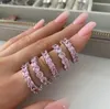 Cluster Anneaux 2022 Arrivée De Luxe Réel 925 En Argent Sterling Rose Bague De Fiançailles De Mariage Ensemble Bande Éternité Pour Les Femmes Partie Cadeau Bijoux Z11