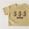 Neugeborenen Baby Junge Mädchen Baumwolle Nette Kinder Kurzarm Tops Kleinkind Kind Cartoon Bär Muster Weiche T-shirt 210413