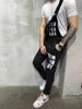 Hip Hop Fashion Mäns Ripped Jeans Jumpsuits Hi Street Distressed Denim Bib Overaller för Man Suspender Byxor Storlek S-XXXL X0723