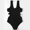 Seksi Bikini Yüksek Bel Bodysuits Mayo Toptan kadın Sıcak Bahar Muhafazakar Yüzmek Pop Desen Kontrast Renk Eşleştirme Çapraz Sürüm 220106