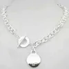 Women's new TIF Silver Love Style necklace 925 sterling silver key Heart charm pendant necklace G1201