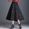 Female Flare Plaid Long skirt A Line Wool Women's Autumn Winter Skirt High Waist Pleated 661H 210420
