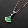 High Quality Fashion Black white green red fan dress B pendant long chain necklace Stainless Steel rose Plated For girls Women wholesale Jewelry