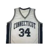 NC01 Basketball Jersey UConn Huskies Ray #34 Allen Connecticut Throwback Jersey Aangepaste borduurwerk Grootte S-5XL