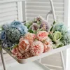 Dekorativa Blommor Kransar Mode Silk Artificial Hydrangea Bouquet 9 Heads Bridal Home Decor Wedding