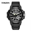 TOKDIS Brand New Men Military Watch Quartz Sport Waterproof Dual Display Wrist Watch Male Digital Analog Clock Relogio Masculino G1022