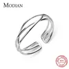 Geometrische drie-lagen lijnring voor vrouwen mode real 925 sterling zilver open abjustable vinger ringen fijne sieraden 210707