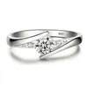 Niedliche weibliche kleine runde Zirkon Stein Ring Vintage Silber Farbe Hochzeit Schmuck Versprechen Kristall Verlobungsringe für Frauen