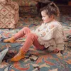 EnkeliBB Beautiful Vintage Style Children Girls Winter Jumer Flower Pattern Knit Sweaters Toddler Girl Tops 211201