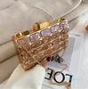 women handbag elegant atmosphere studded clutch bag personality metal hard box dinner handbags Joker fashion acrylic chain259g