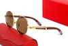 Óculos de chifre de búfalo de moda para mulheres desportos homens óculos de sol óculos de madeira Óculos de metal sem aro moldura de ouro com caixas lunettes
