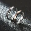 Anel de diamante banda de aço inoxidável preto rosa ouro linha casal noivado anéis de casamento para mulheres homens moda jóias vontade e areia