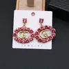 New style fashionable letter personality joker glass color diamond earrings trend European and American earrings