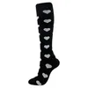 Meias altas de compressão Hosiery Meias Pot Flake Snow Heart Padrão de esporte ao ar livre para mulheres meninas